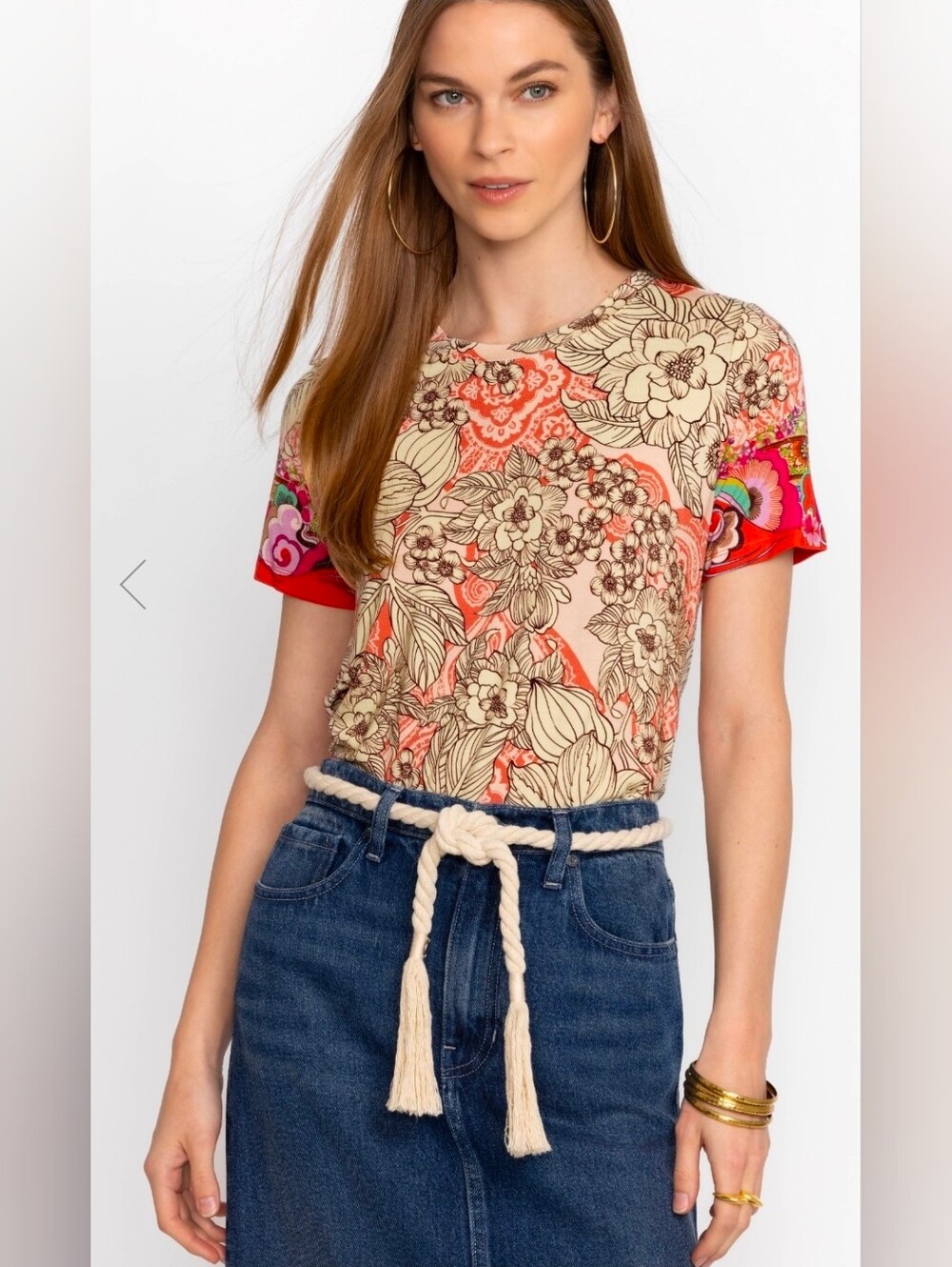 Johnny Was "The Janie" Favorite Swing Tee in Modey Print-Size Medum